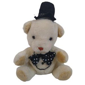 Faratak Bear Plush Stuffed Animal Musical Wind Up Toy Top Hat Bow Tie Vintage 9"